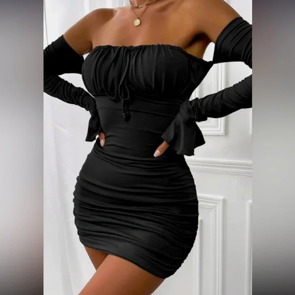 CUTEMOOT | Dresses | Cutemoot Off Shoulder Ruchedbodycon Mini Dress Halter  Party Clubshort Dress | Poshmark
